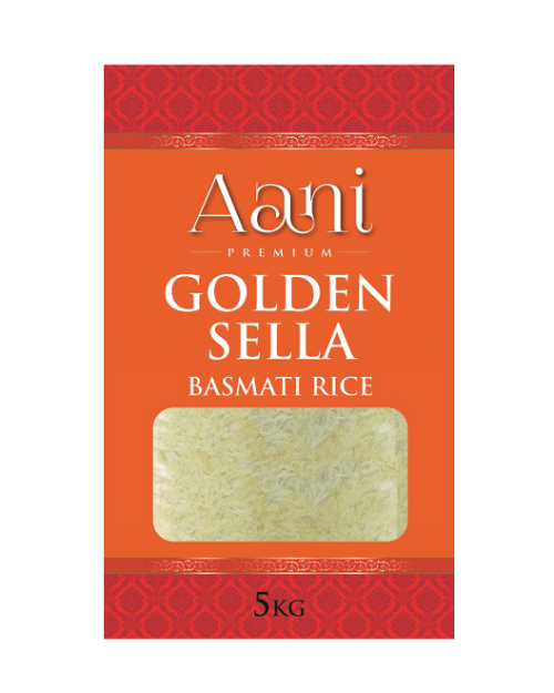 Aani Golden Sella Basmati Rice pack – premium aged long grain rice for cooking, Aani Basmati Rice buy online