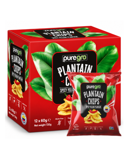 Puregro Plantain chips with Chilli RED 60g Box of 24